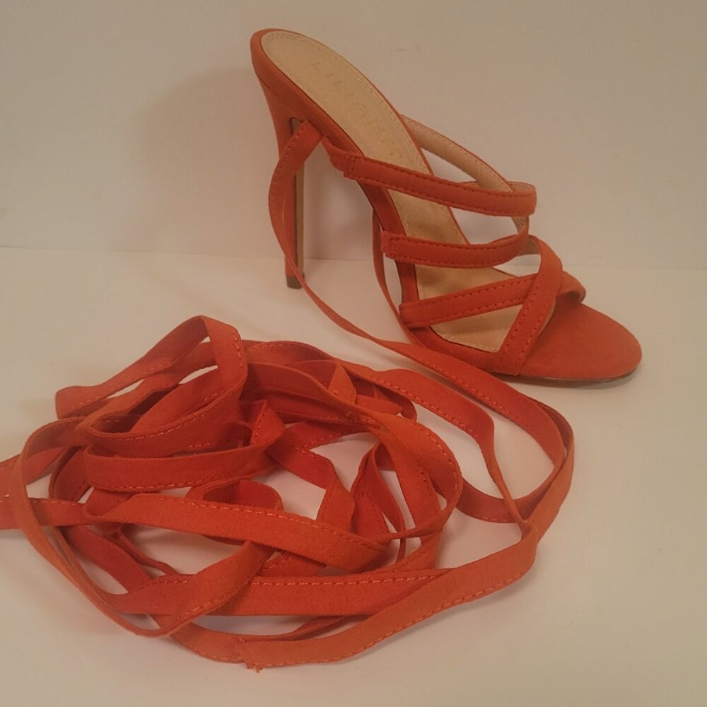 Women's Orange Heels Open Toe Sandals Size 6